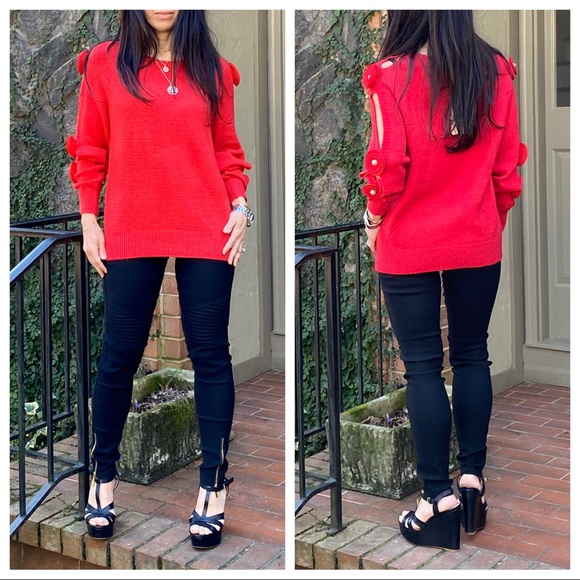 ✨LAST ONE✨PARIS✨Red Chic sleeves detail sweater - Picture 3 of 7